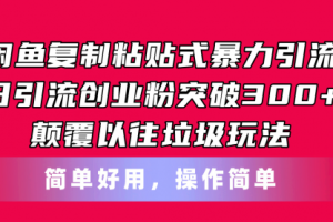 闲鱼复制粘贴式暴力引流，日引流突破300+