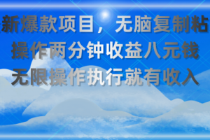 2个小项目，无脑复制粘贴，操作两分钟收益八元钱