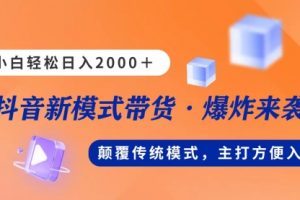新模式直播带货，日入2000，不出镜不露脸，小白轻松上手