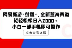 网易新游 射雕 全新蓝海赛道，轻松日入2000＋