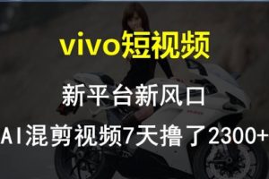 vivo短视频:新平台新风口，AI混剪视频7天撸了2300+