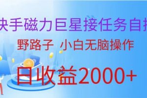 快手磁力巨星接任务自撸，野路子，小白无脑操作日入2000+
