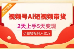 2天上手5天变现视频号Ai短视频带货0粉丝0基础小白轻松月入过万