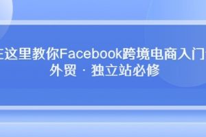 Facebook跨境电商入门课，外贸·独立站必修