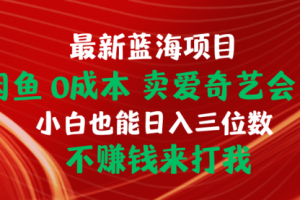 闲鱼0成本 卖爱奇艺会员 小白也能入三位数 不赚钱来打我