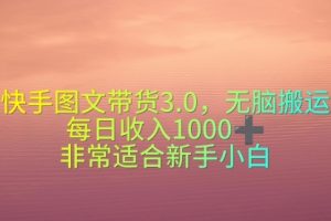 快手图文带货3.0，无脑搬运，每日收入1000＋，非常适合新手小白