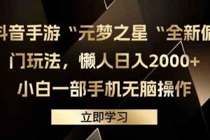 元梦之星2.0玩法，稳定暴力变现，日入2000+，一部手机即可操作