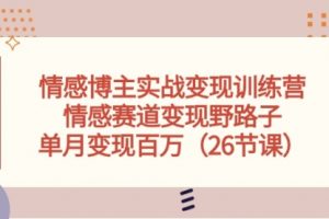 情感博主实战变现训练营，情感赛道变现野路子，单月变现百万（26节课）