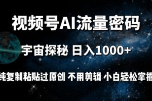 视频号流量密码宇宙探秘，日入1000+纯复制粘贴过原创，不用剪辑