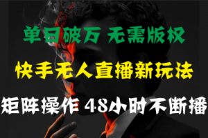 单日破万，快手无人直播新玩法，无需版权