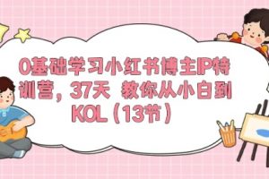 0基础学习小红书博主IP特训营，37天 教你从小白到KOL