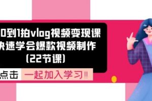 从0到1拍vlog视频变现课：快速学会爆款视频制作