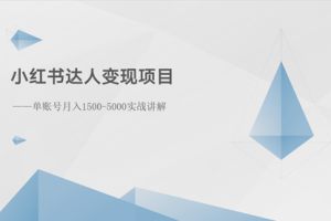小红书达人变现项目：单账号月入1500-3000实战讲解