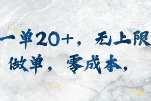 一单20+，无上限做单，零成本，执行就有收入