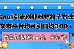 Soul引流创业粉野路子方法，交友平台均可引日均300+