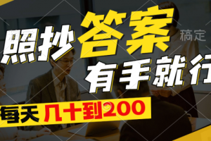 照抄答案，有手就行，每天几十到200