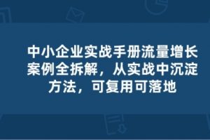 中小企业 实操手册-流量增长案例拆解，从实操中沉淀方法，可复用可落地