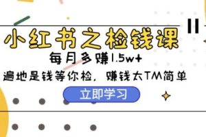 小红书之检钱课：从0开始实测每月多赚1.5w起步，赚钱真的太简单了（98节）