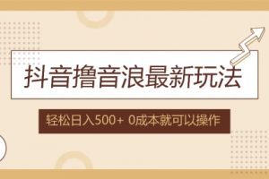 抖音撸音浪最新玩法，不需要露脸，小白轻松上手，0成本就可操作，日入500+