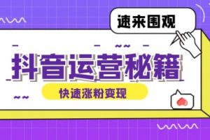 抖音运营涨粉秘籍：从零到一打造盈利抖音号，揭秘账号定位与制作秘籍
