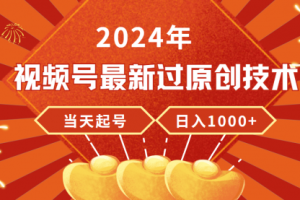 2024年视频号最新过原创技术，当天起号，收入稳定，日入1000+