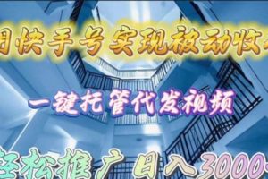 用快手号实现被动收入，一键托管代发视频，轻松推广日入3000+