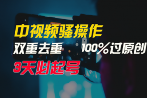 中视频骚操作，双重去重100%过原创，3天比必起号