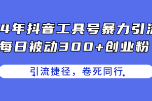 24年抖音工具号暴力引流，每日被动300+创业粉