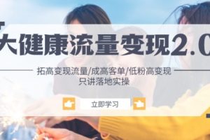 大健康 流量 变现2.0：拓高变现 流量/成高客单/低粉高变现/只讲落地实战
