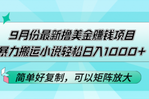 9月份最新撸美金赚钱项目，暴力搬运小说轻松日入1000+