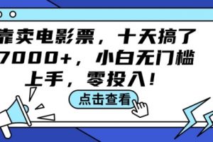 靠卖电影票，十天搞了7000+，小白无门槛上手
