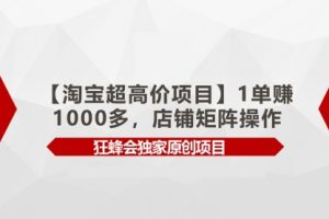 淘宝超高价项目，1单赚1000多，店铺矩阵操作