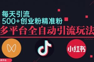 小红书抖音视频号截流自热全平台引流打法，全自动引流