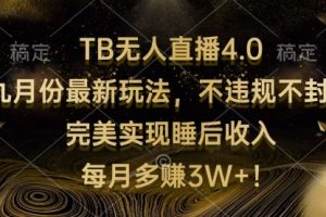 TB无人直播4.0九月份最新玩法 不违规不封号 完美实现睡后收入