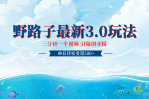 全网独家首发快手野路子3.0玩法 轻松日引300+创业粉