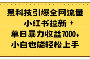 黑科技引爆全网流量小红书拉新，单日暴力收益7000+