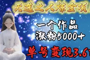 天选之人炼金项目，一个作品涨粉5000+，单号变现3.6w