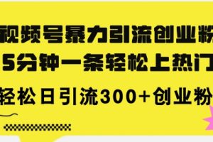 视频号暴力引流创业粉，5分钟一条轻松上热门
