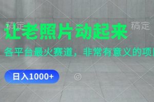 让老照片动起来，一天变现1000+，各平台最火赛道