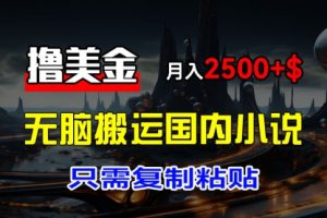 最新撸美金项目，搬运国内小说爽文，只需复制粘贴，稿费月入2500+