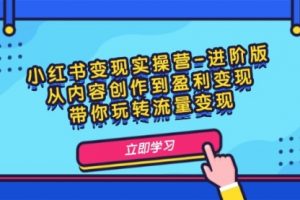 小红书变现实操营-进阶版：从内容创作到盈利变现，带你玩转流量变现