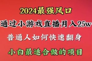 通过小游戏直播月入25w+单日收益5000+小白最适合做的项目