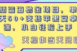 蓝海撸金项目，单号一天50+， 支持苹果安卓双端，小白轻松上手