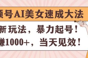 视频号AI美女速成大法，暴力起号，日赚1000+