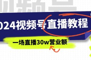 2024视频号直播教程：视频号如何赚钱详细教学，一场直播30w营业额