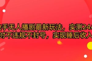 快手无人播剧最新玩法，实测24小时不违规不封号，实现睡后收入