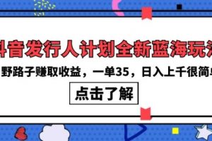抖音发行人计划全新蓝海玩法，野路子赚取收益，一单35
