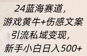 蓝海赛道新机遇：游戏黄牛搭配伤感文案引流私域变现，新手小白也能日入多张！