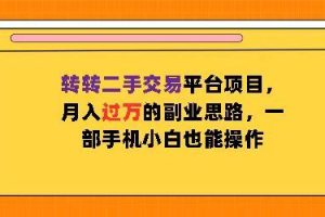 转转二手交易平台项目，月入过W的副业思路，一部手机小白也能操作
