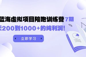 黄岛主《淘宝蓝海虚拟项目陪跑训练营7》每天200到1000+的纯利润